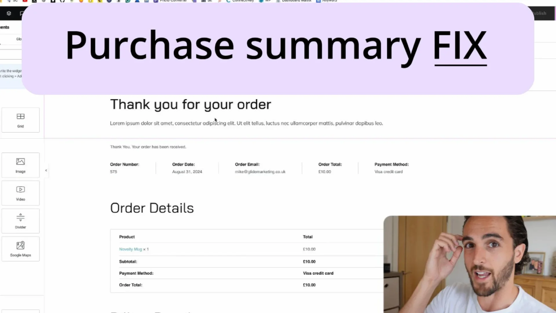 How to Fix the Purchase Summary Widget Not Showing in WooCommerce with Elementor