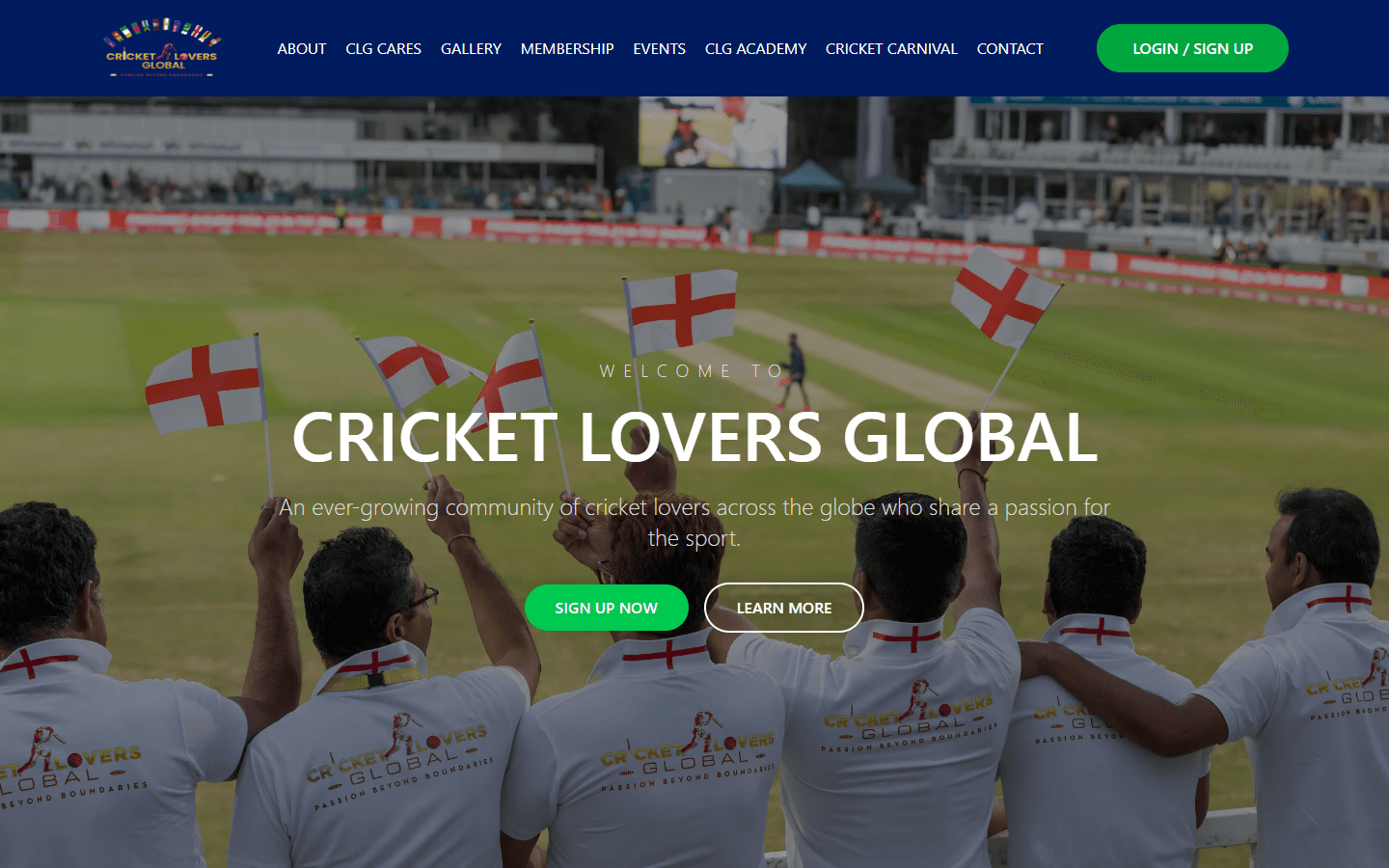 Cricket Lovers Global Supporters Club: Web Design for a Cricket Supporters Club