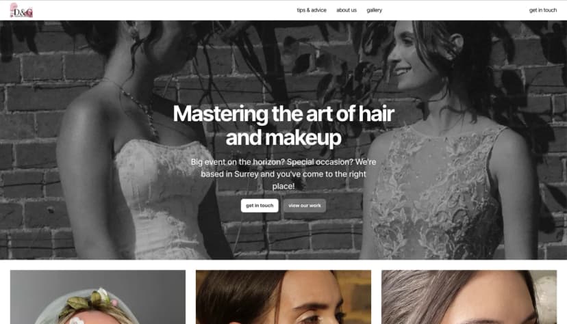 D&G Bespoke Beauty website screenshot