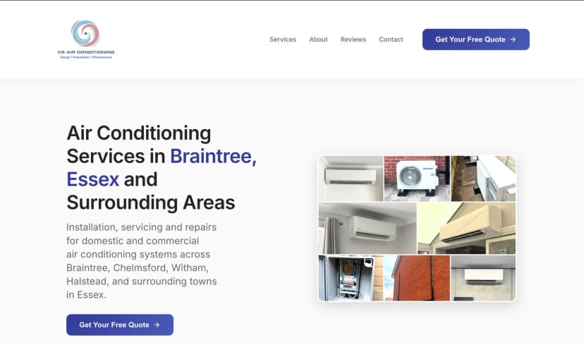 KS Air Conditioning website screenshot