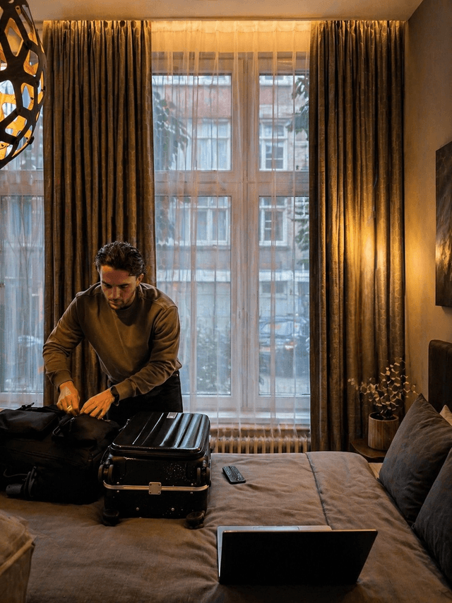 Mike McDonnell working while travelling