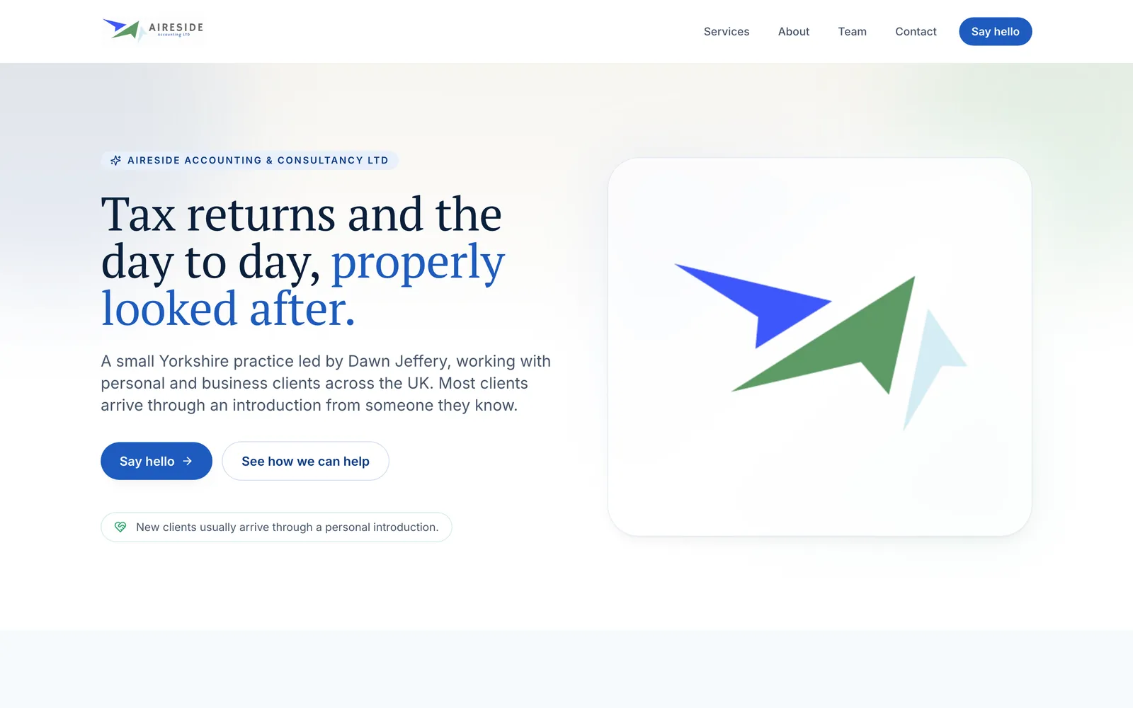 Aireside Accounting website built by Glide
