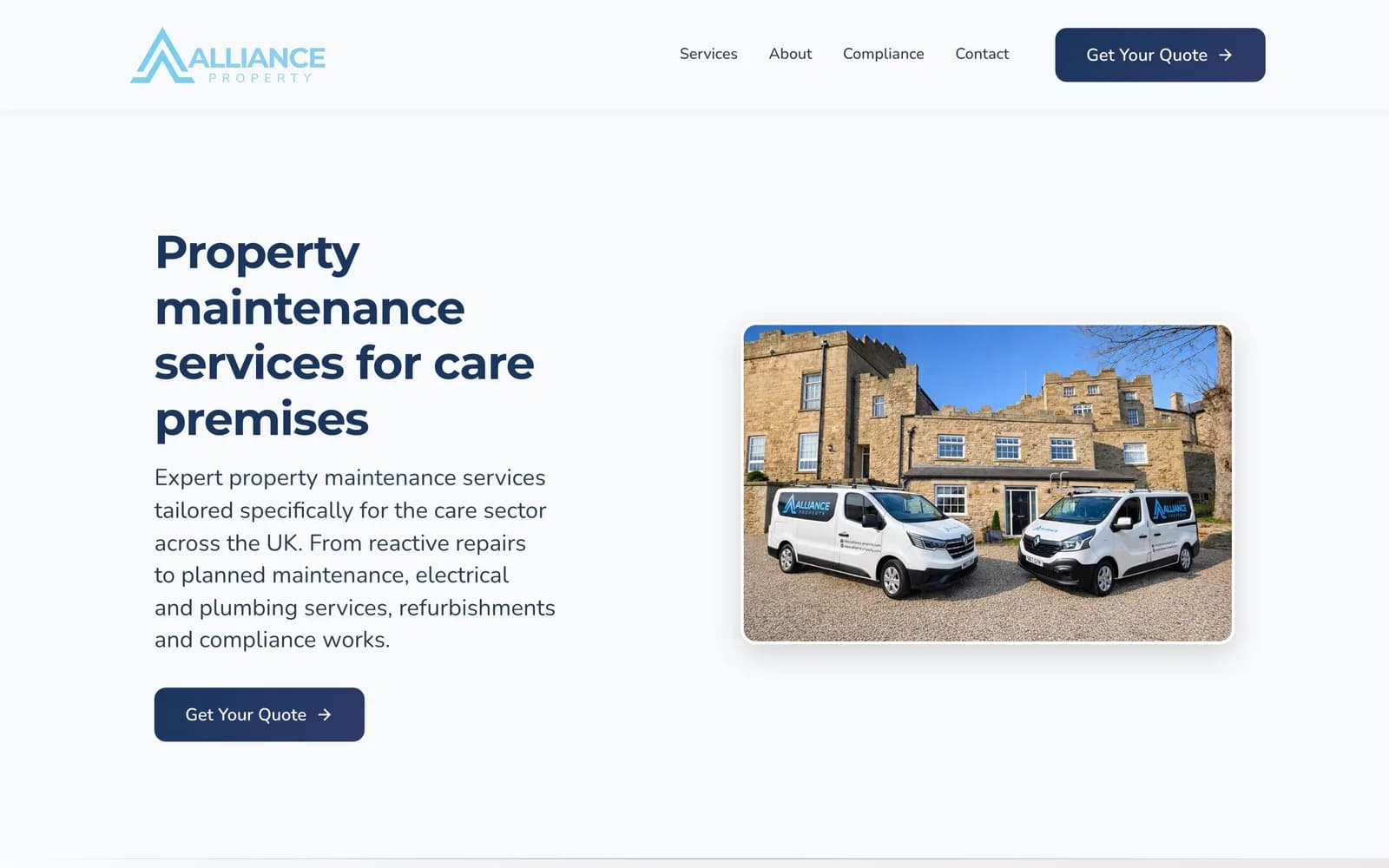 Alliance Property: Website for Property Maintenance Contractors