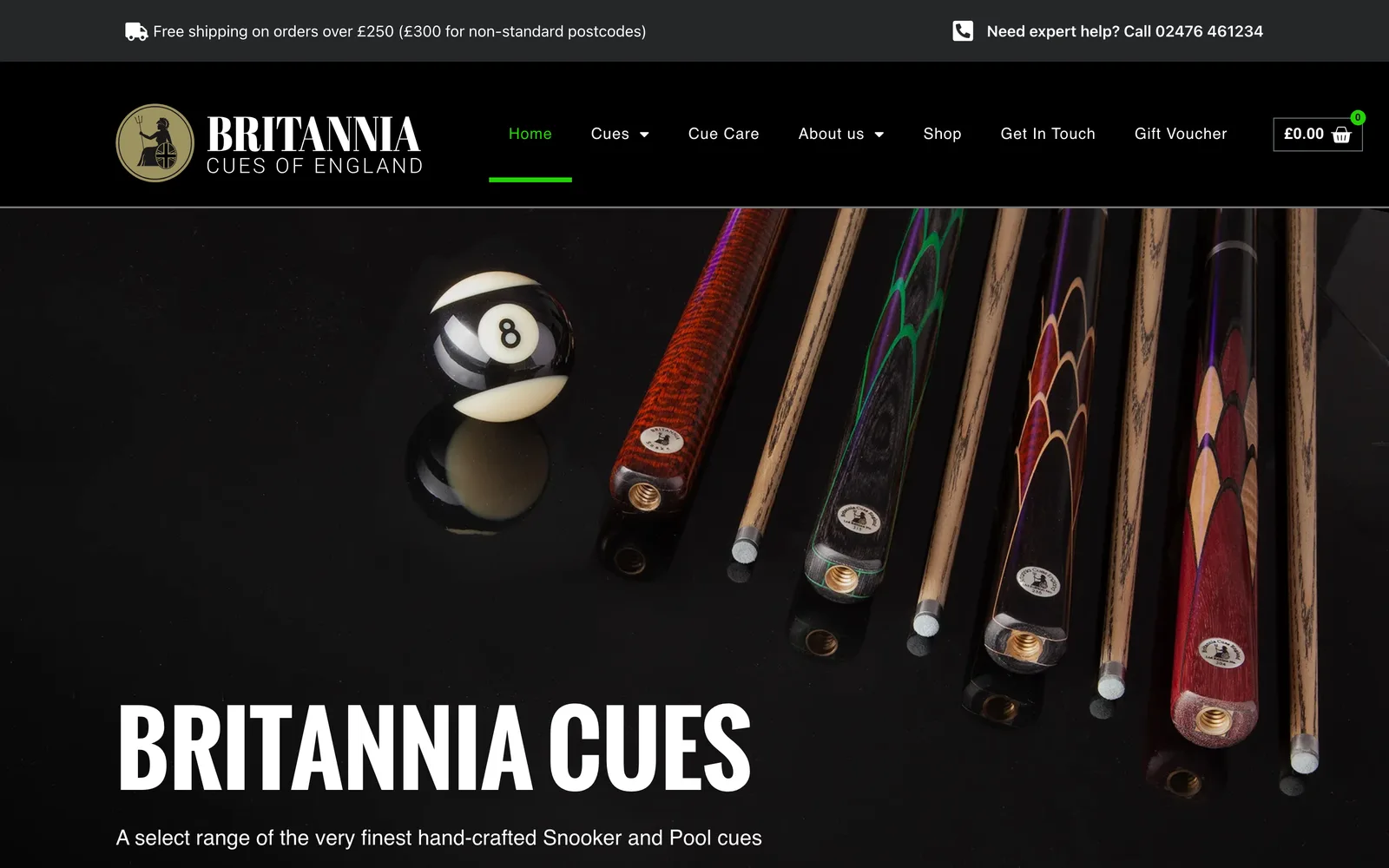 The website Glide built for Britannia Cues