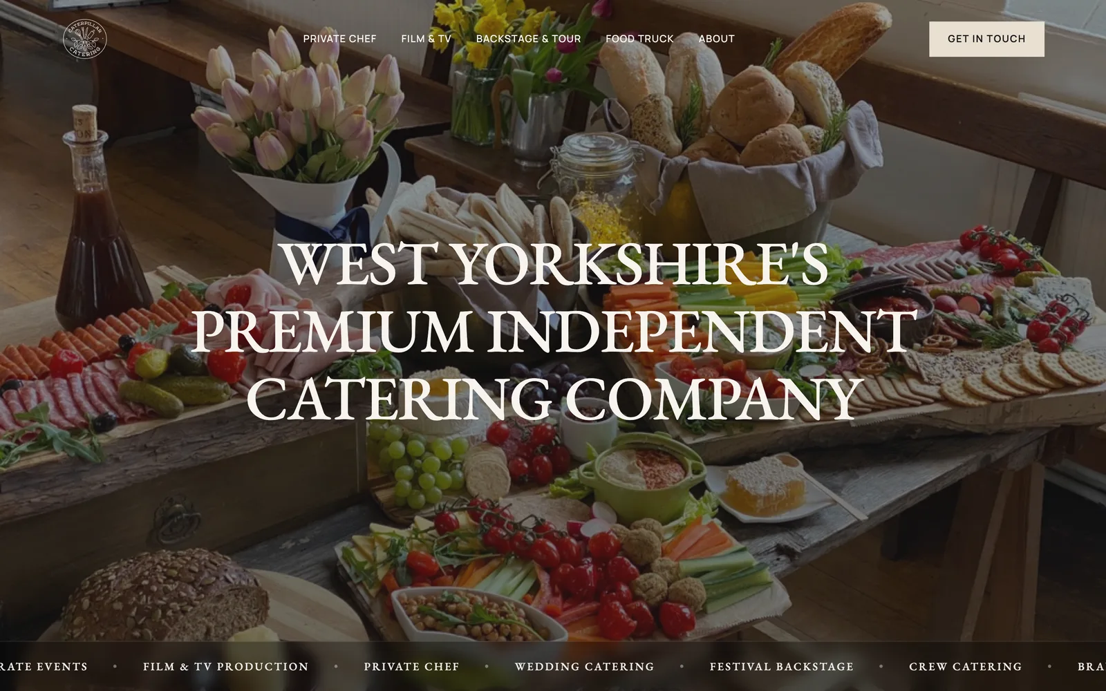 Caterpillar Catering website built by Glide