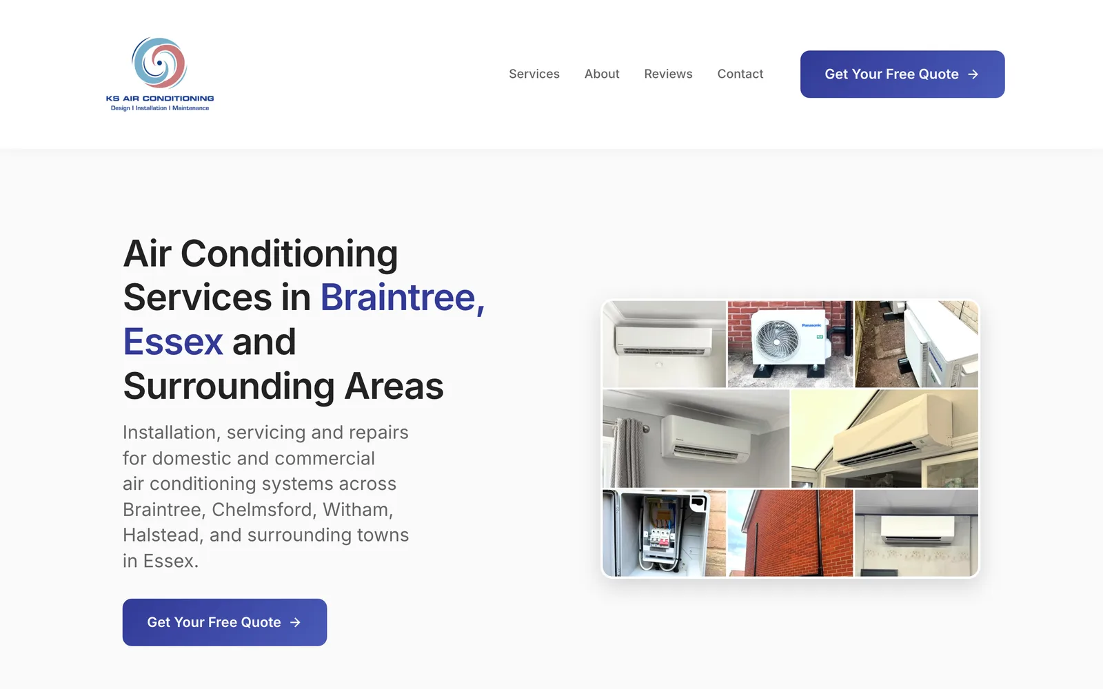 The website Glide built for KS Air Conditioning