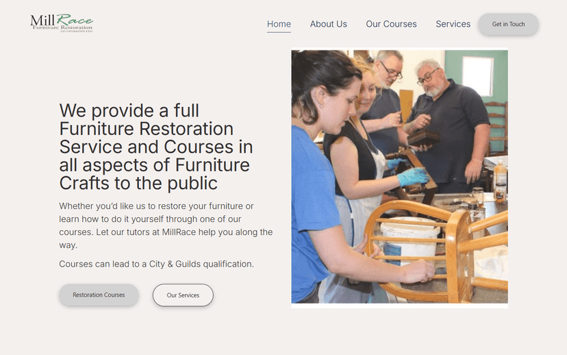 MillRace Furniture website screenshot