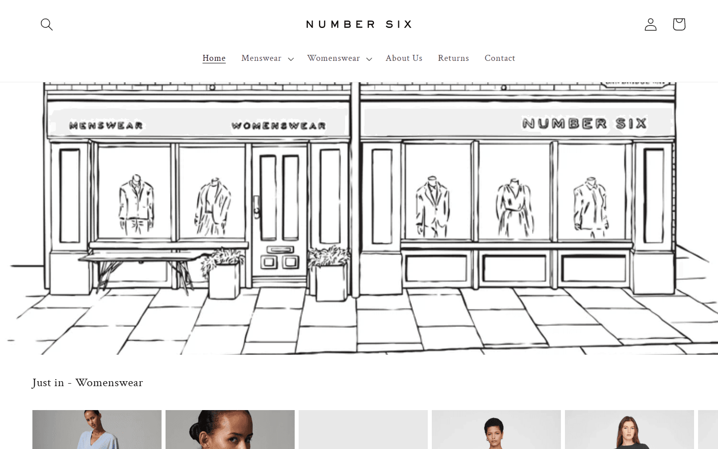 Number Six Clothing website built by Glide