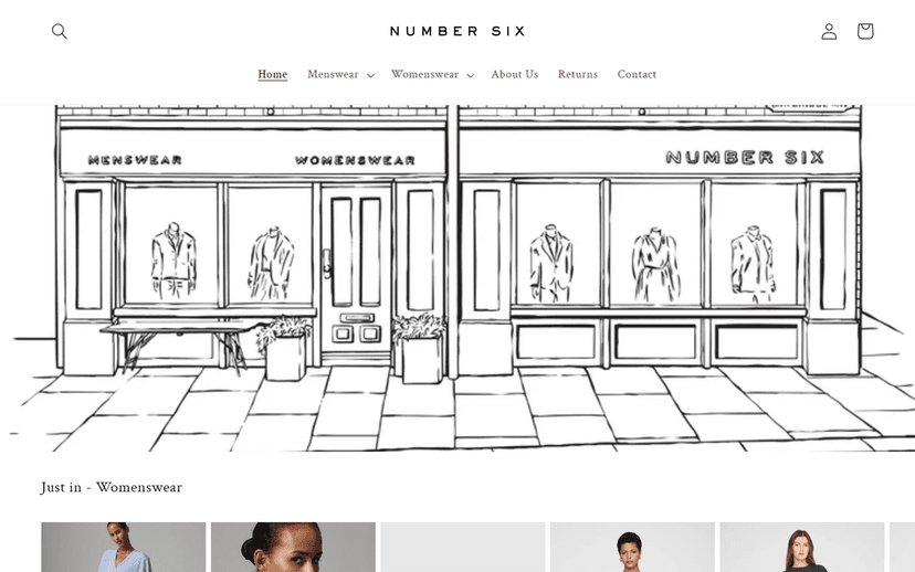 Number Six Clothing website screenshot