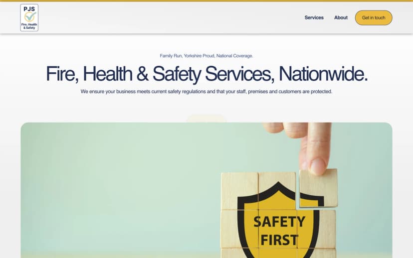 PJS Fire Safety website screenshot