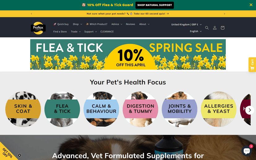Proflax Natural website screenshot