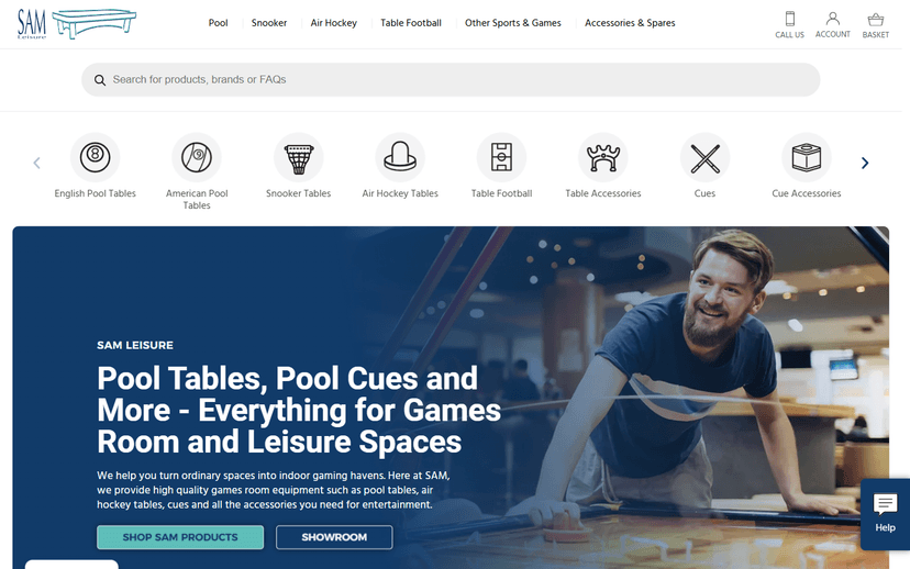 SAM Leisure website screenshot
