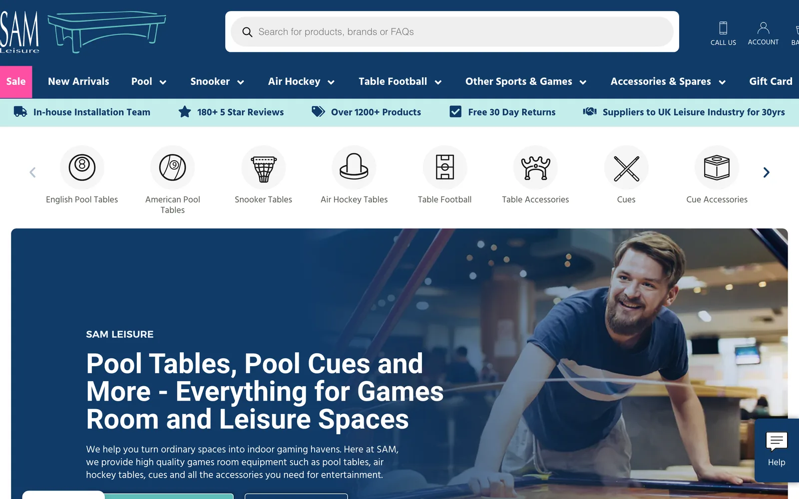 SAM Leisure website built by Glide