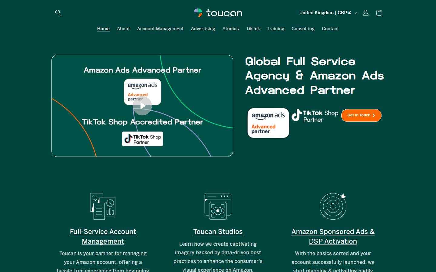 Toucan Ecommerce website built by Glide