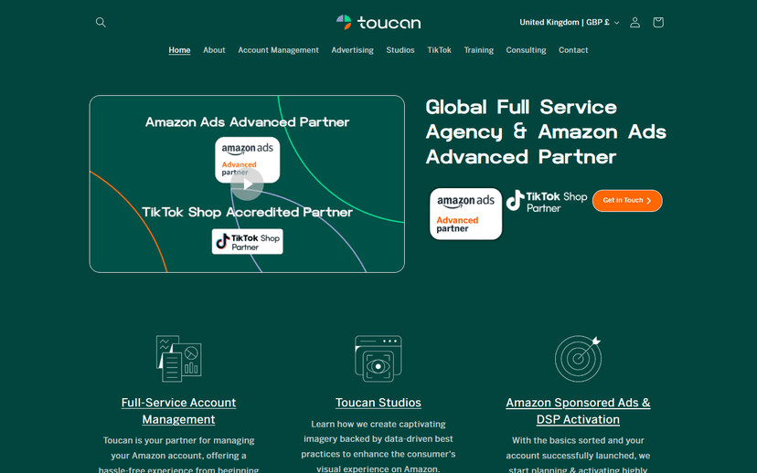 Toucan Ecommerce website screenshot