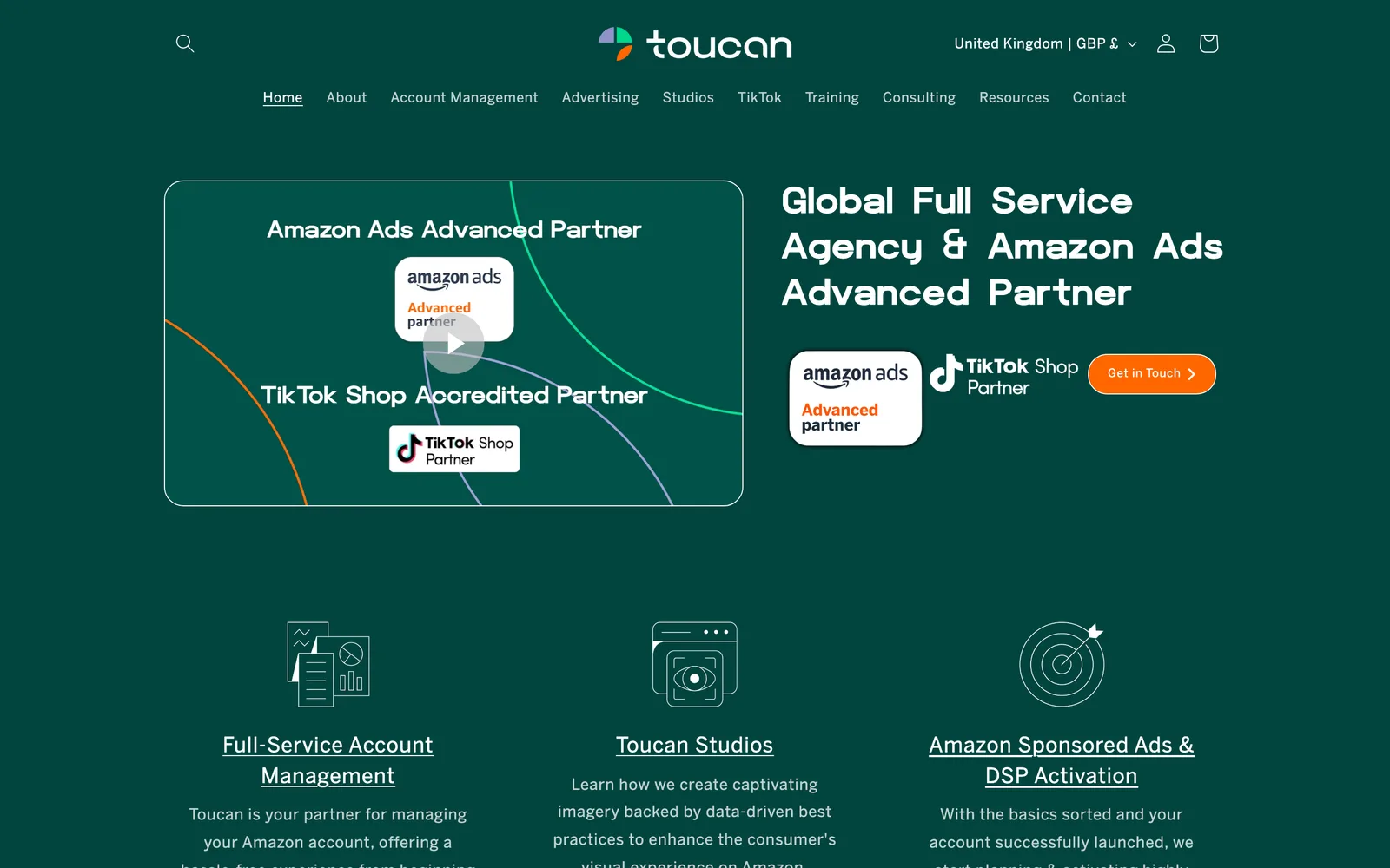 Toucan Ecommerce website built by Glide