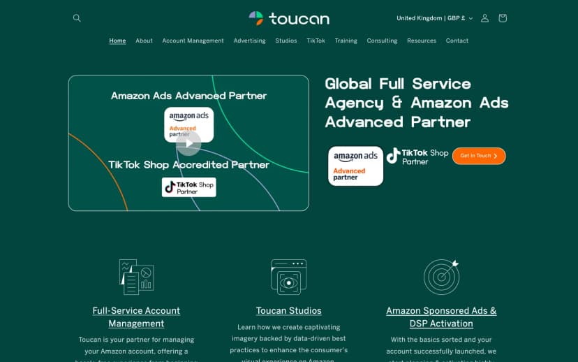 Toucan Ecommerce - web design by Glide Marketing Essex
