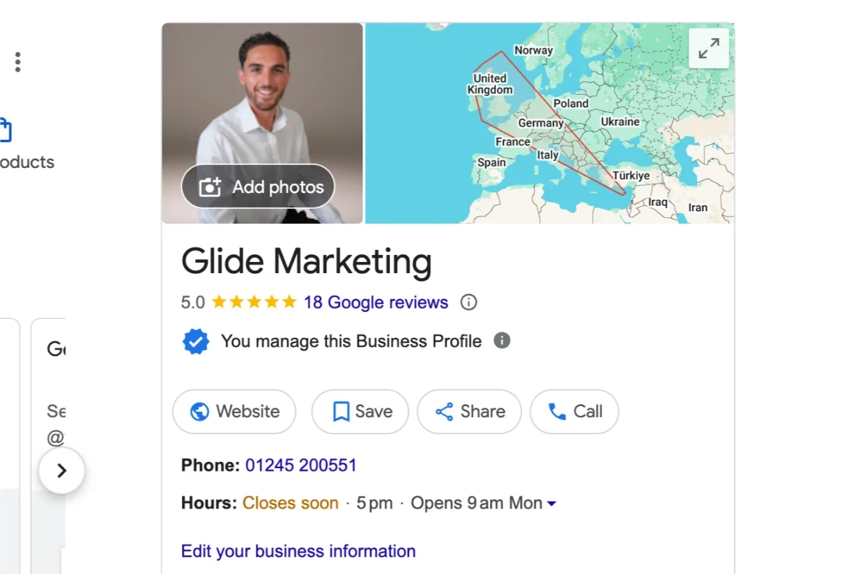 Google Business Profile example for a private clinic as part of a healthcare marketing strategy