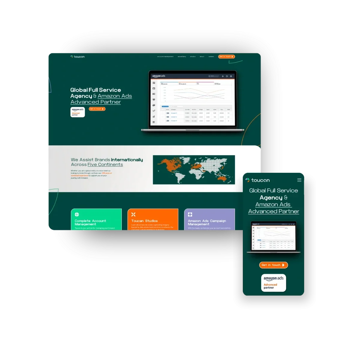 Toucan Ecommerce desktop and mobile website design
